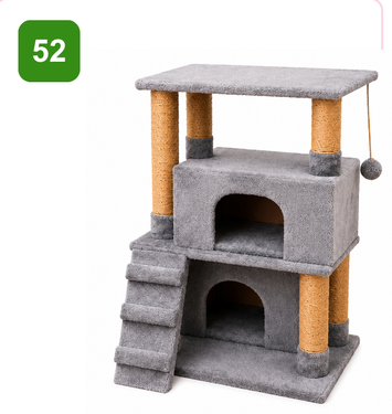 Pink Paw Cat Tree CT52 – double condo with ramp