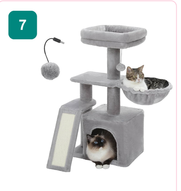 Pink Paw Cat Tree CT7 – condo with bowl bed