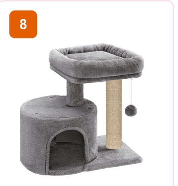 Pink Paw Cat Tree CT8 – condo with bed and post
