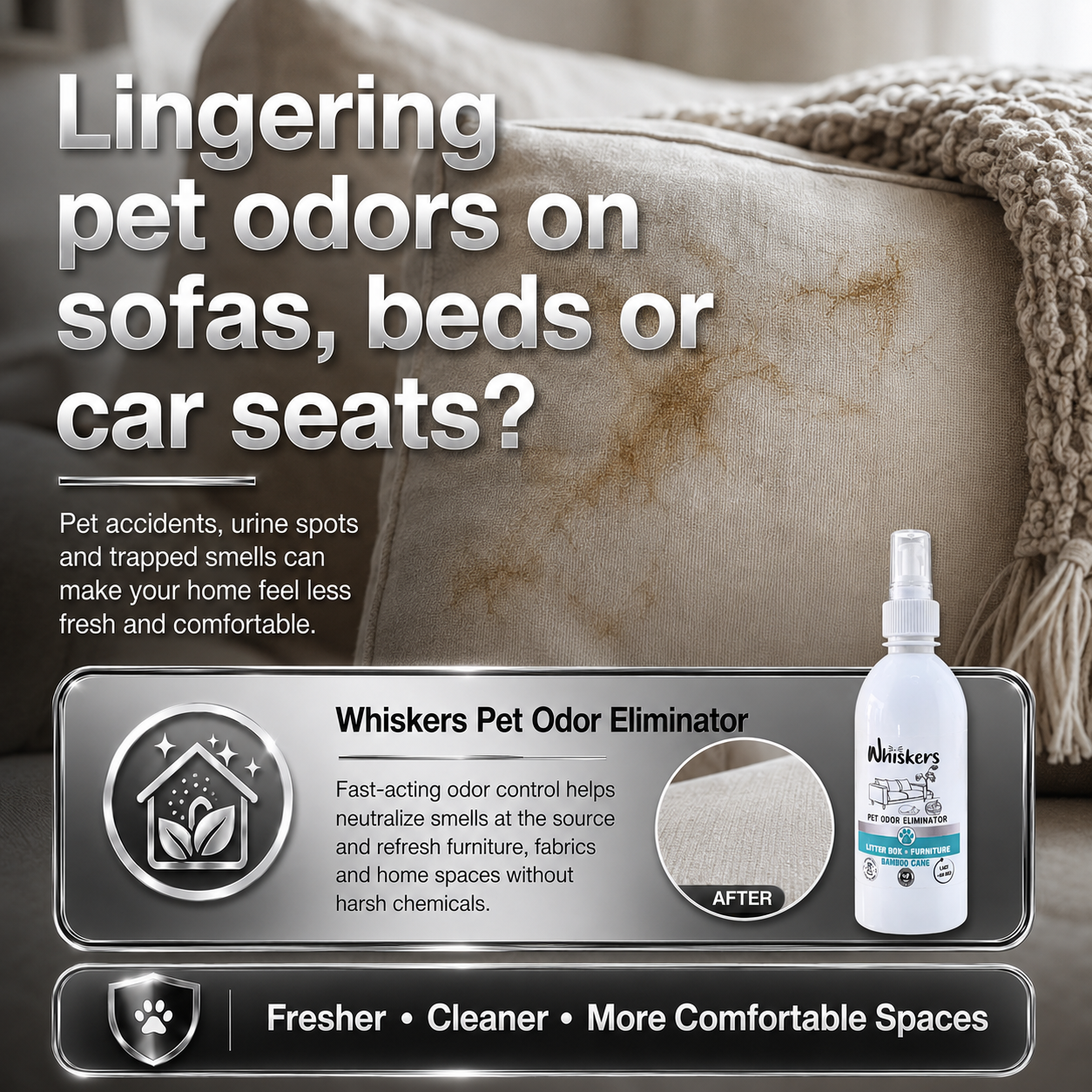 Whiskers Pet Odor Eliminator for Dogs & Cats