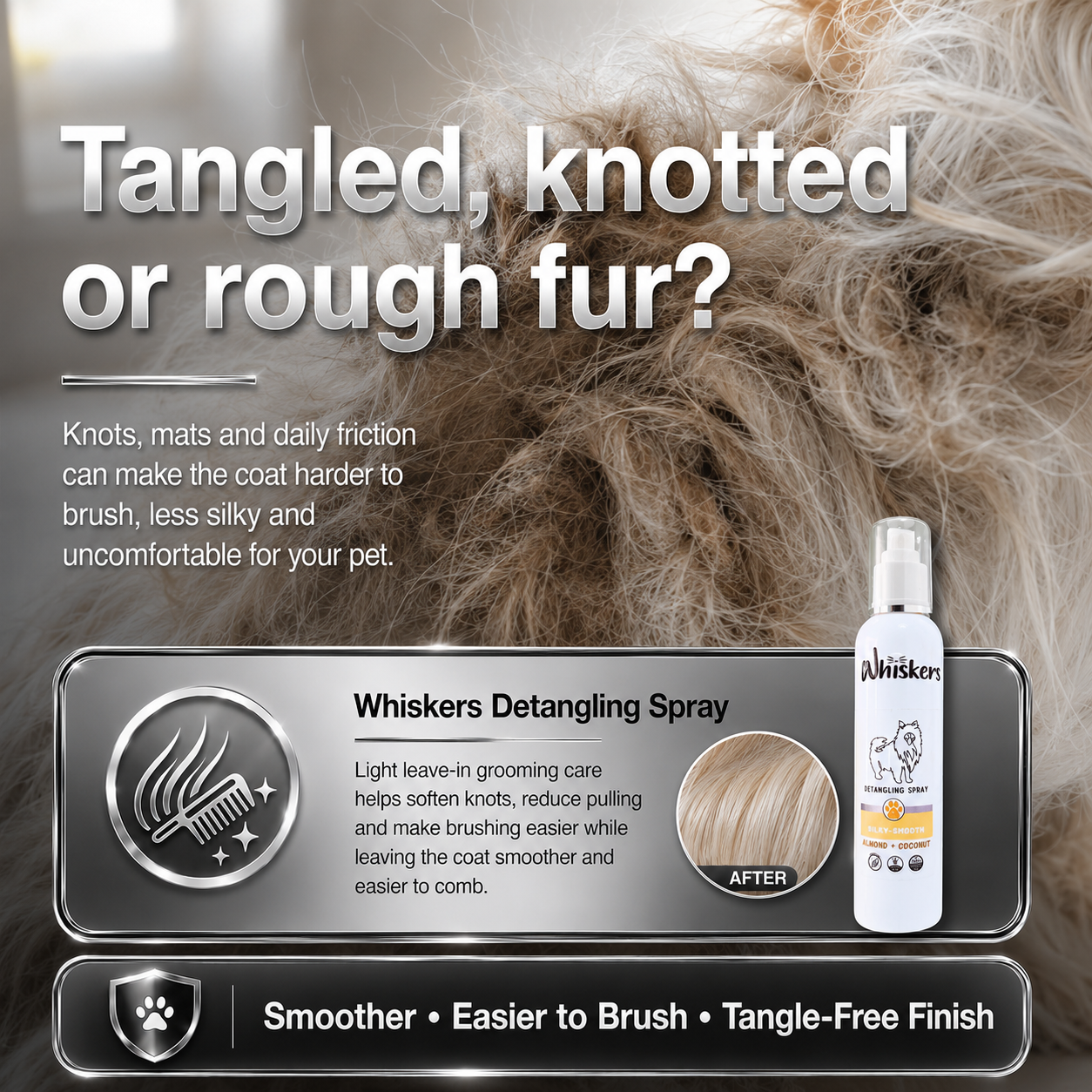 Whiskers Detangling Coconut Spray for Dogs & Cats