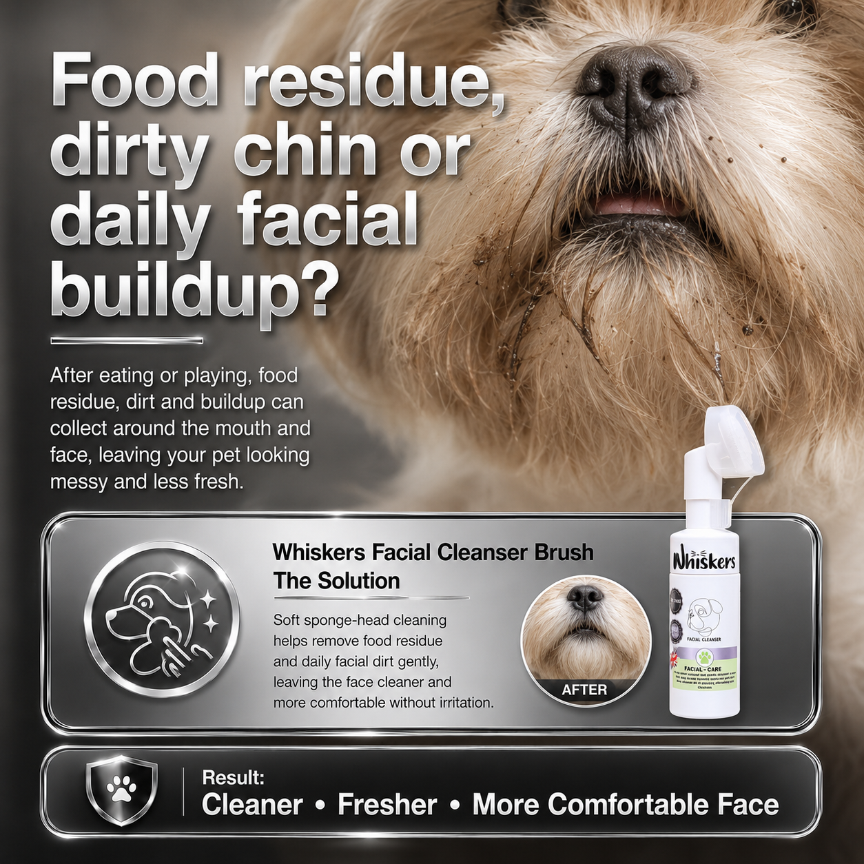 Whiskers Facial Cleanser Brush for Dogs & Cats