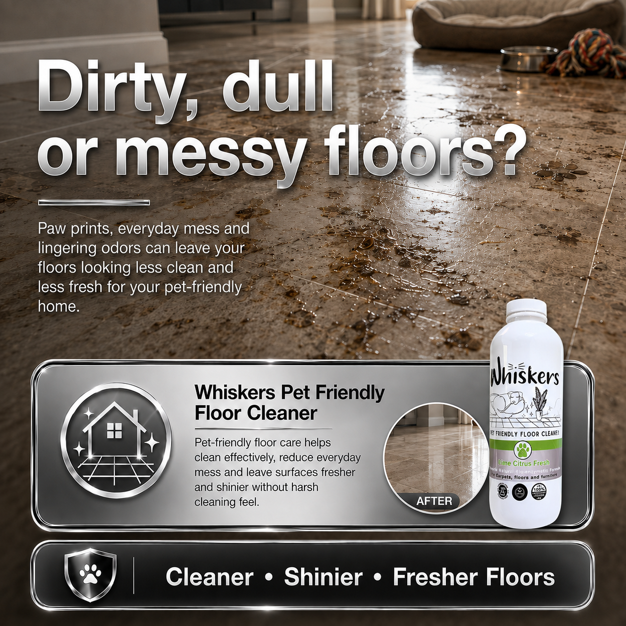 Whiskers Pet Friendly Floor Cleaner – Lime Citrus Fresh for Homes with Dogs & Cats