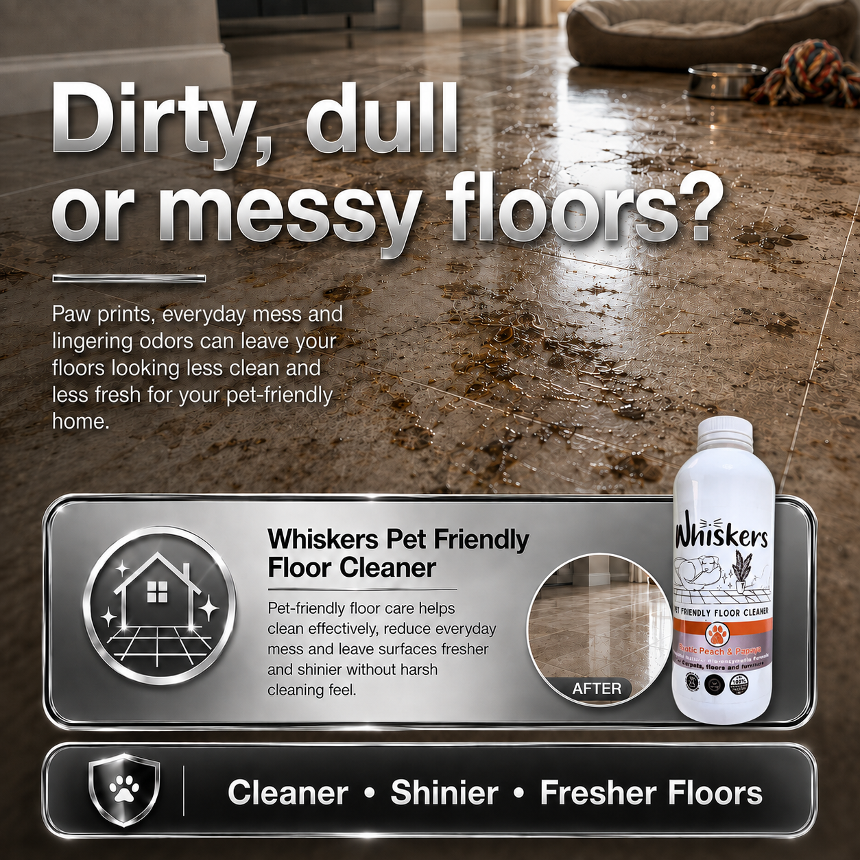 Whiskers Pet Friendly Floor Cleaner – Exotic Peach & Papaya for Homes with Dogs & Cats