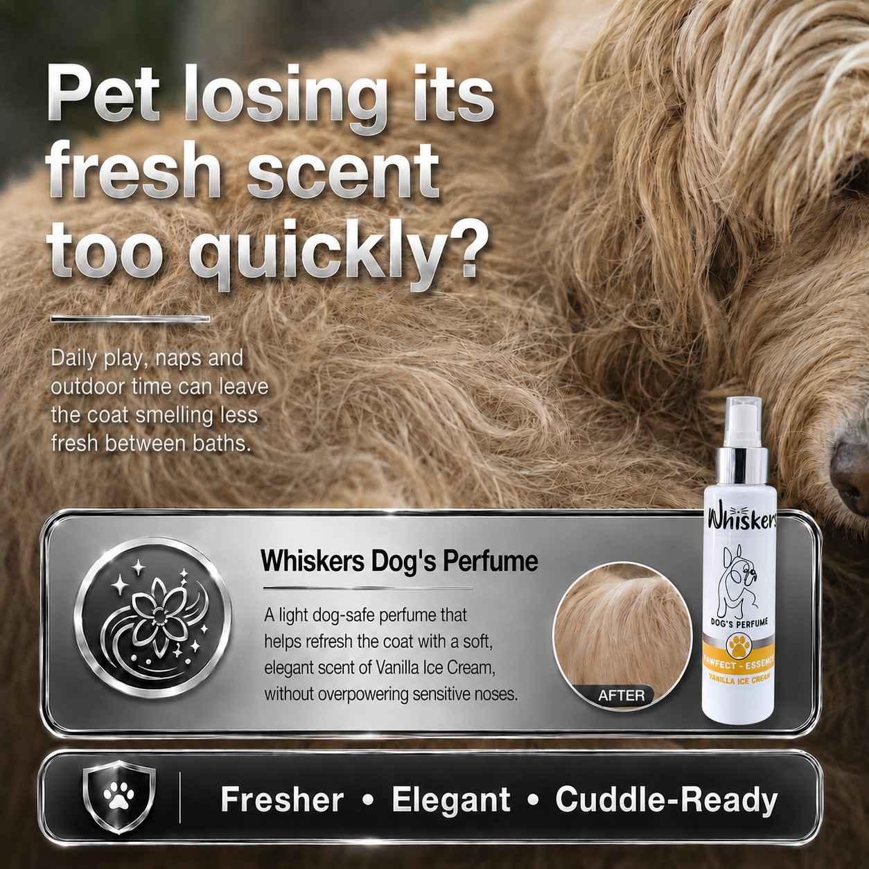 Whiskers Pet Perfume –Vanilla Ice Cream for Dogs & Cats