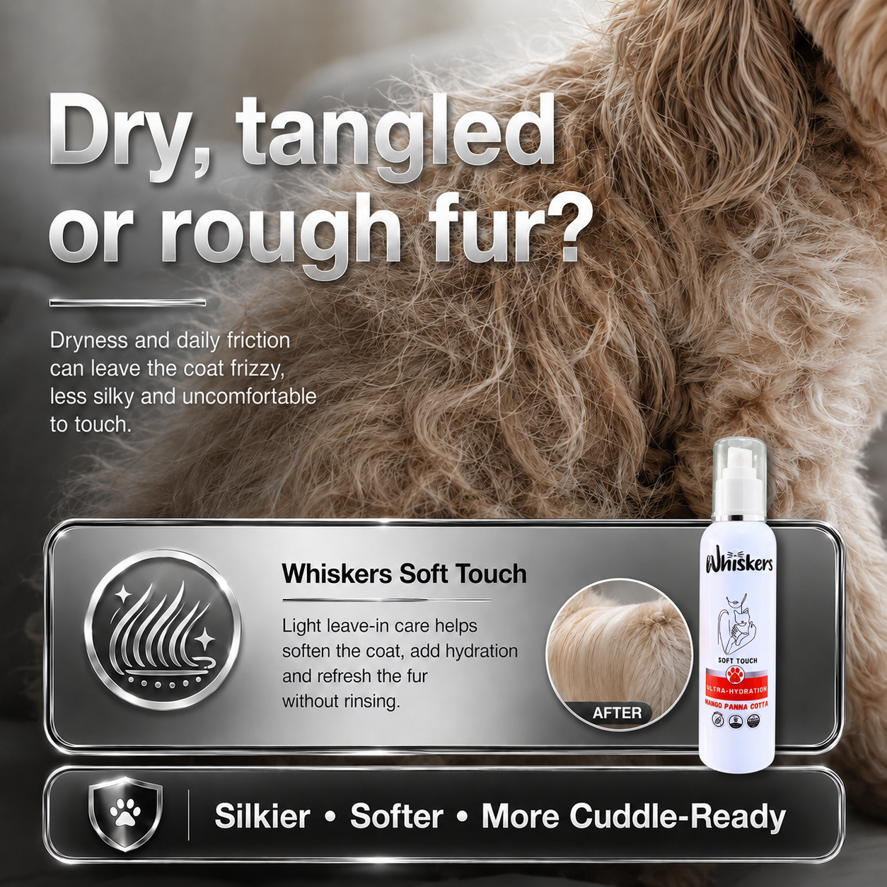 Whiskers Soft Touch Spray – Mango Panna Cotta for Dogs & Cats