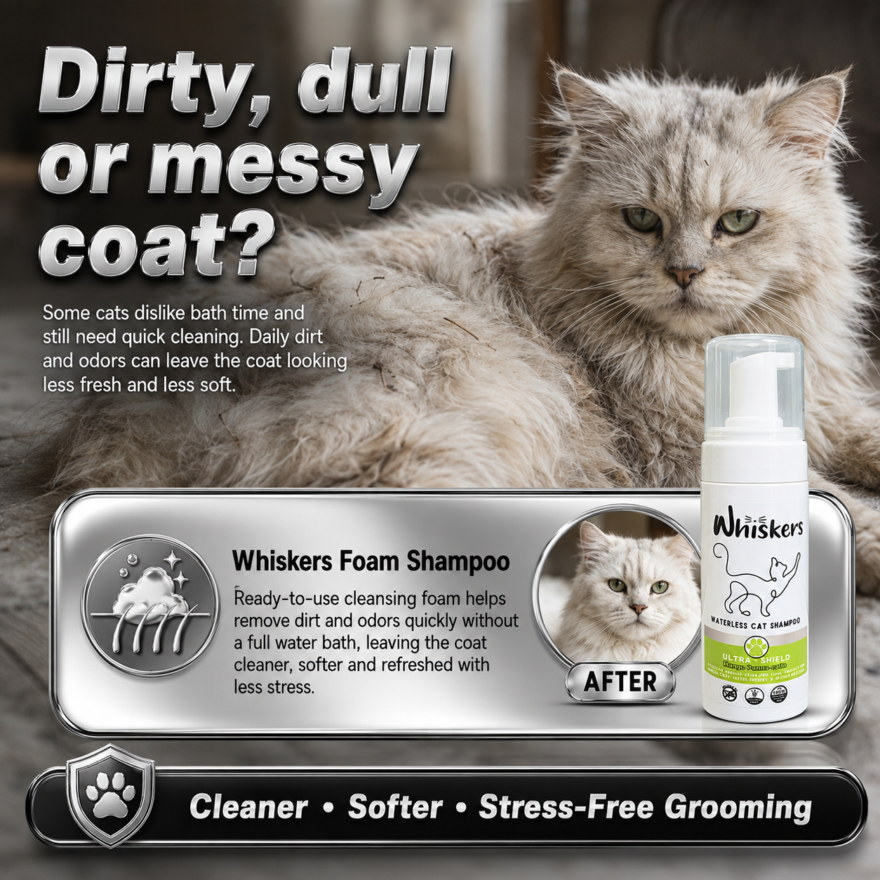 Whiskers Foam Shampoo – Mango Panna Cota for Dogs & Cats
