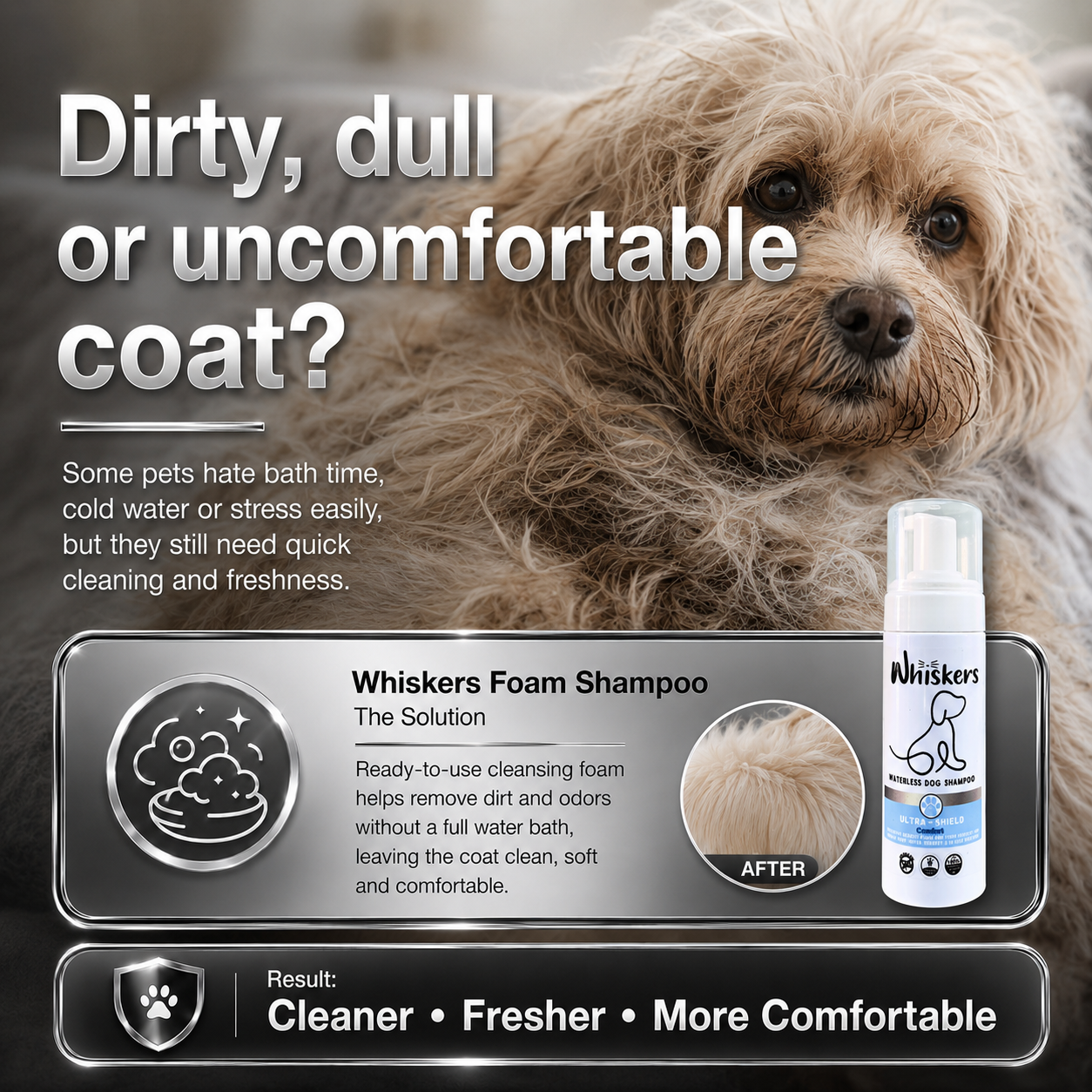Whiskers Foam Shampoo – Comfort for Dogs & Cats