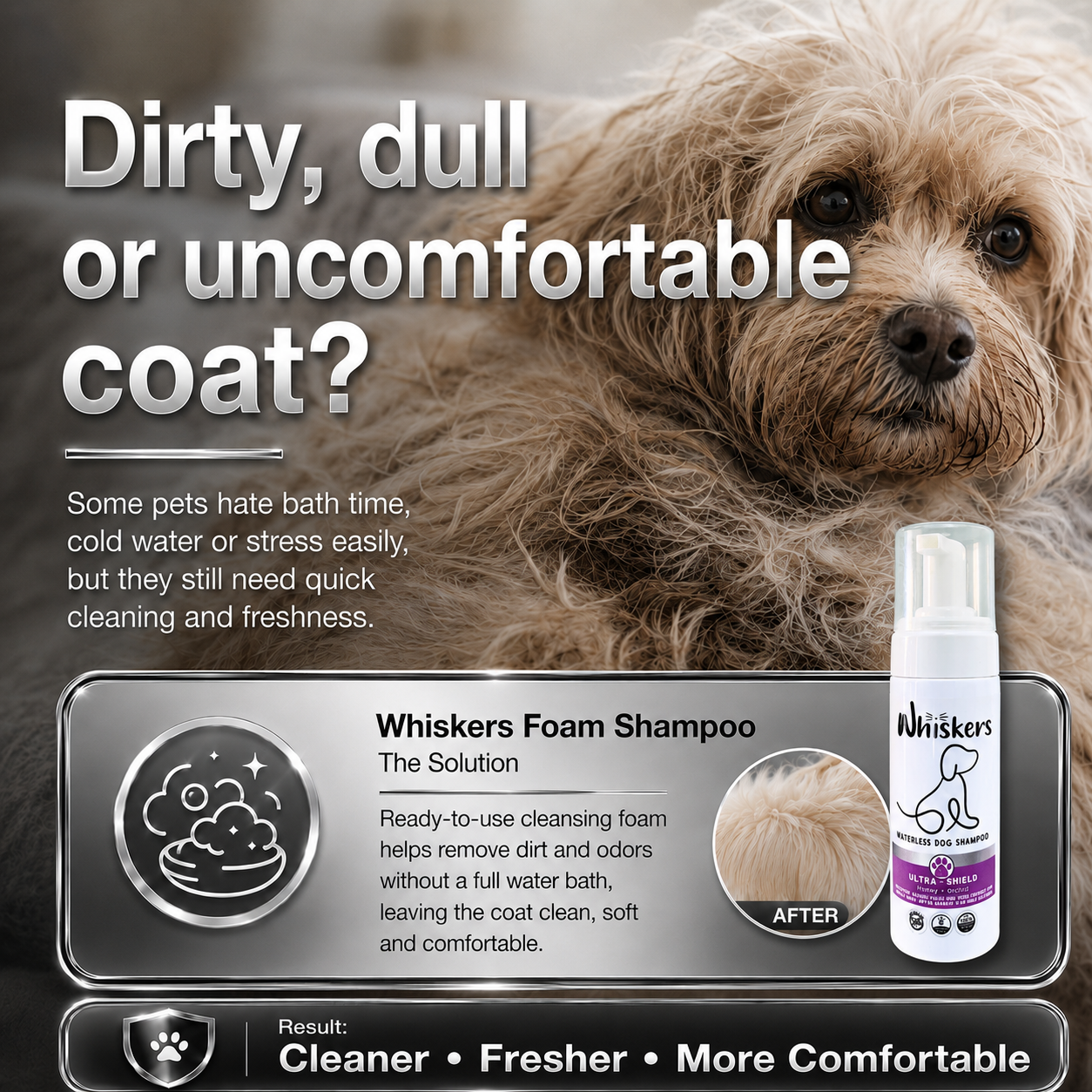 Whiskers Foam Shampoo – Honey & Orchid for Dogs & Cats