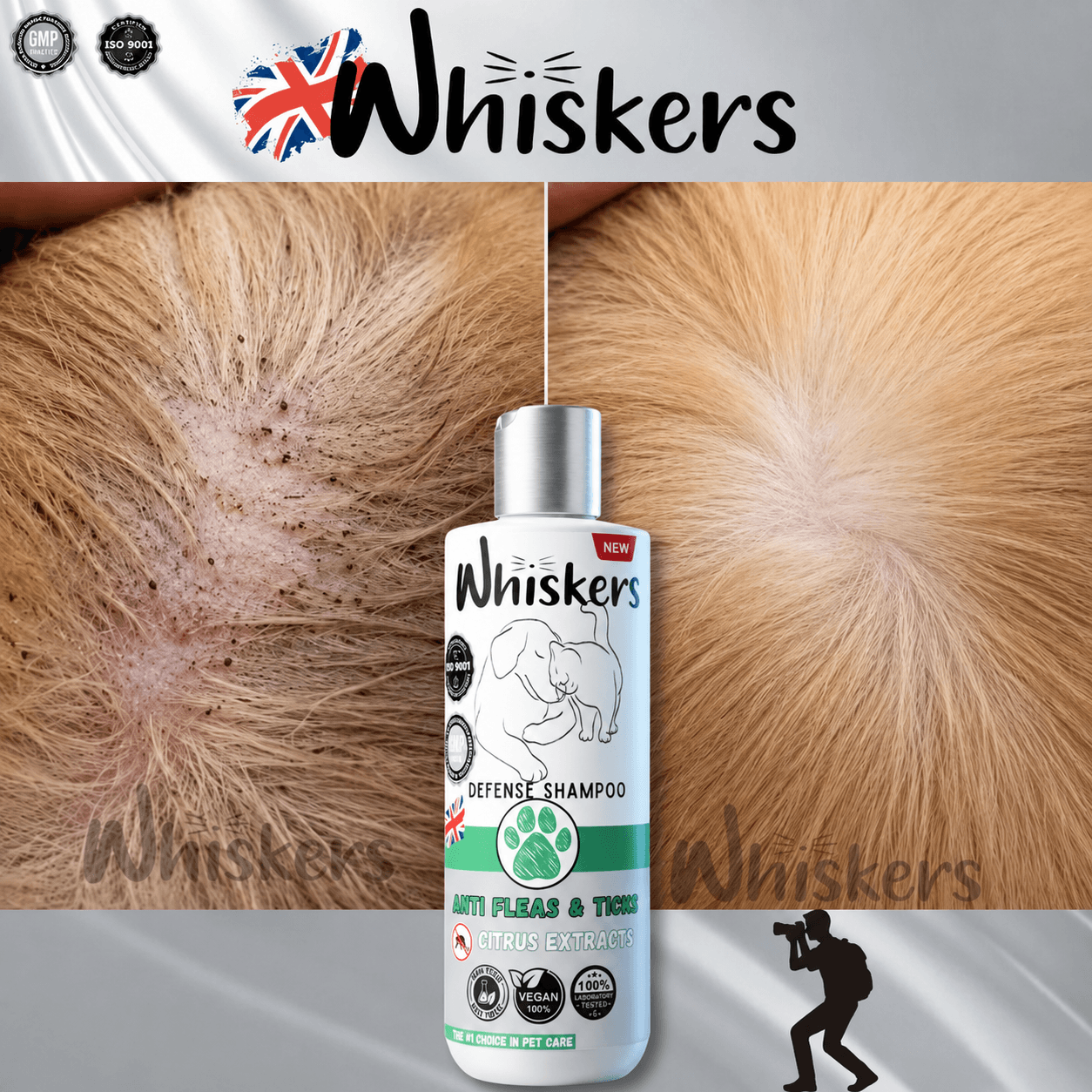 Whiskers Anti Fleas & Ticks Shampoo for Dogs & Cats 450 ML