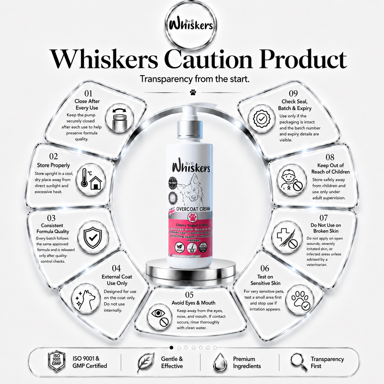 Whiskers Dogs & Cats Conditioner Over Coat Cream - Cherry + Yogurt 450 ML