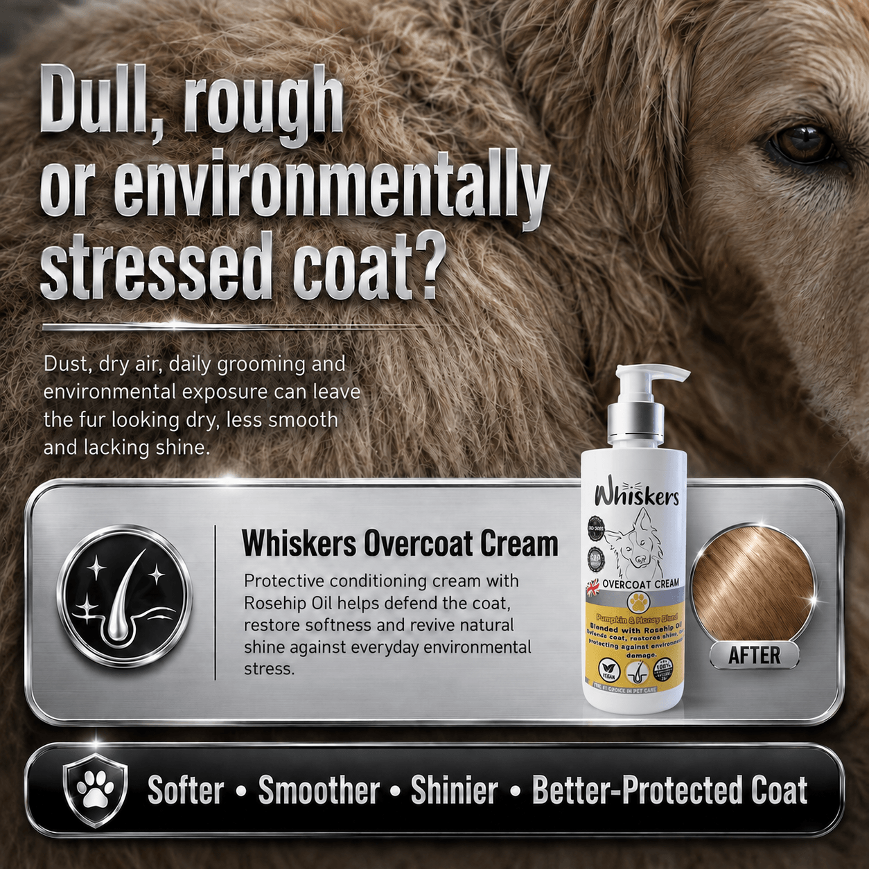 Whiskers Dogs & Cats Conditioner Over Coat Cream -Honey Pumpkin 450 ML