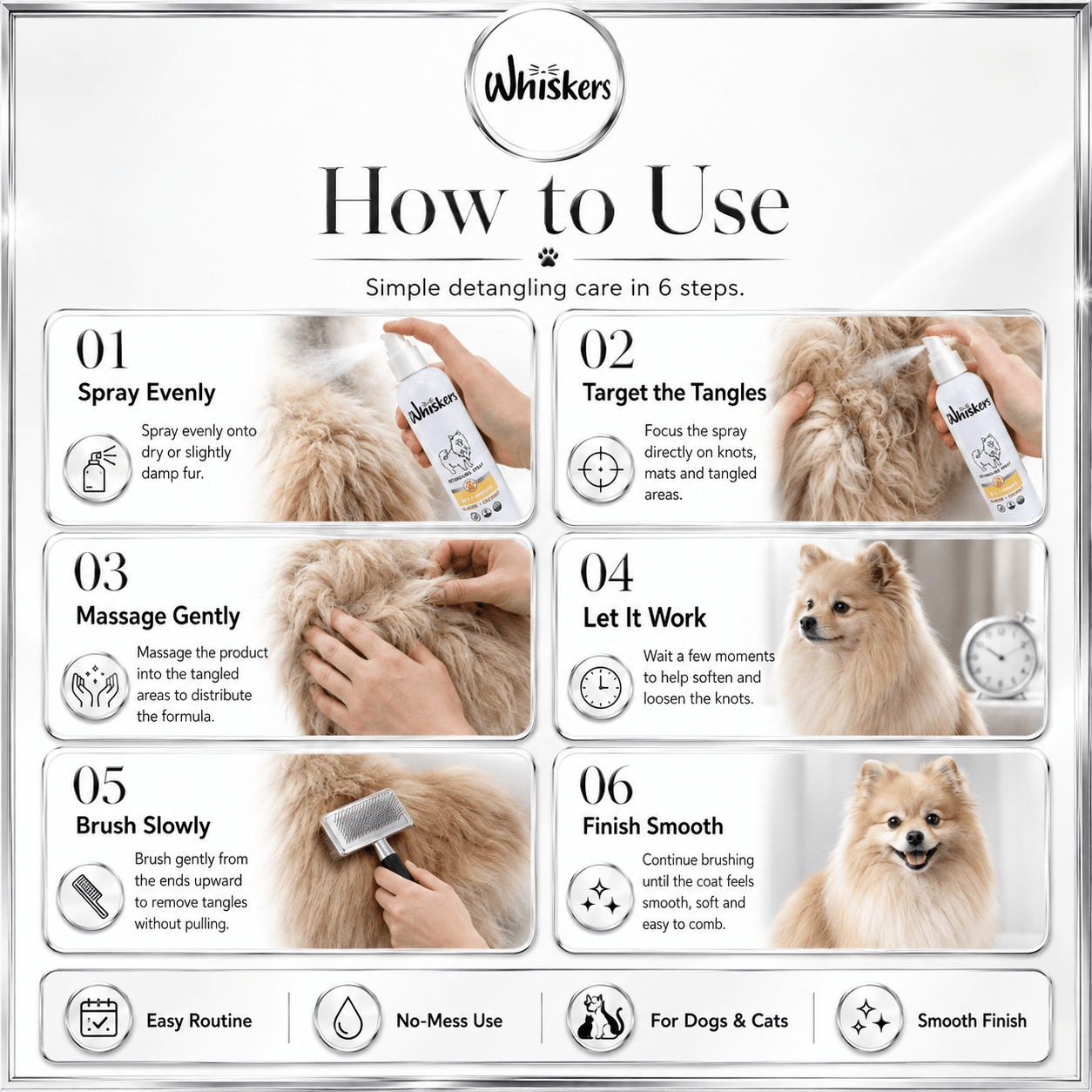 Whiskers Detangling Coconut Spray for Dogs & Cats