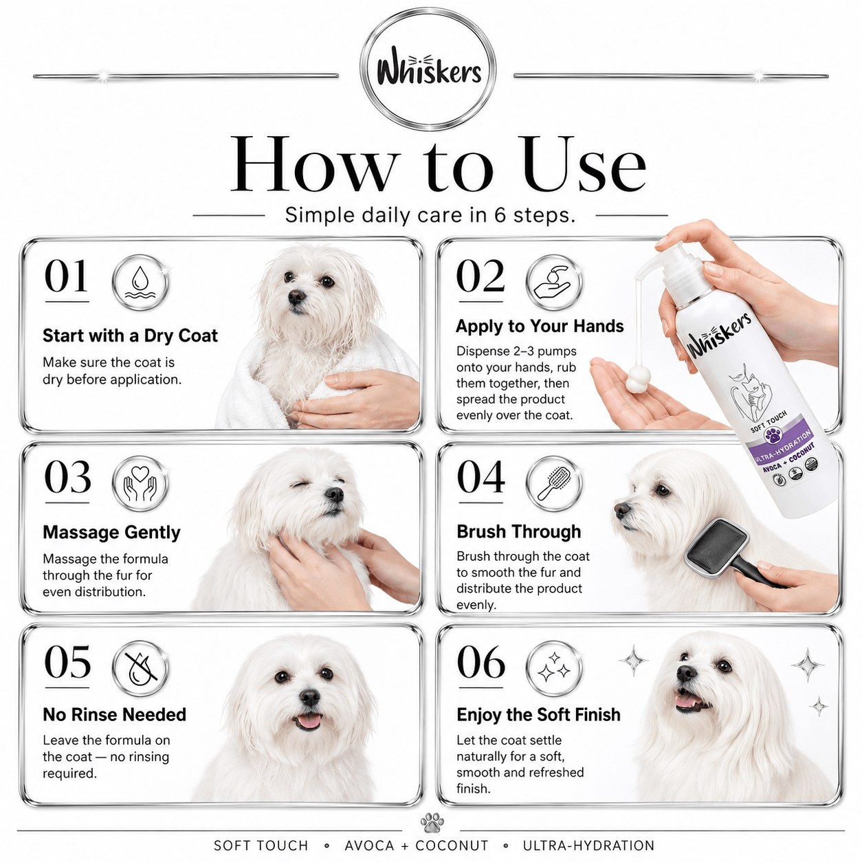 Whiskers Soft Touch Spray – Avoca &amp; Coconut for Dogs &amp; Cats for Dogs & Cats