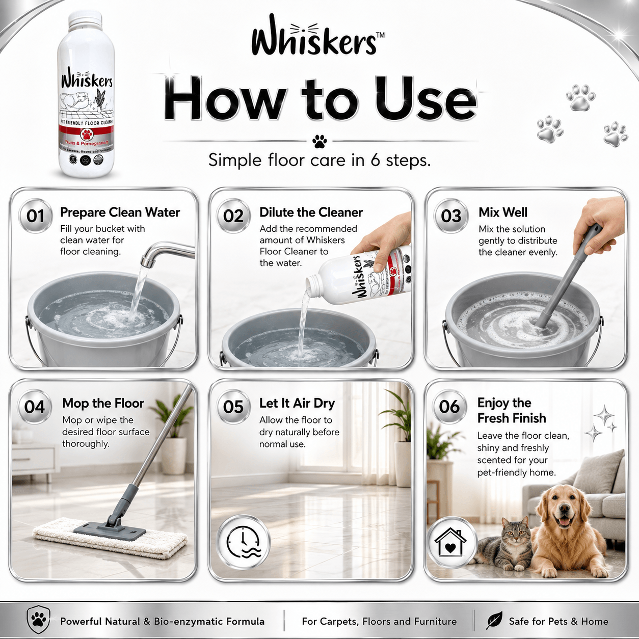Whiskers Pet Friendly Floor Cleaner – Exotic Peach & Papaya for Homes with Dogs & Cats