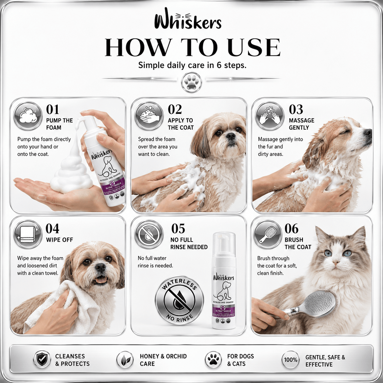 Whiskers Foam Shampoo – Mango Panna Cota for Dogs & Cats