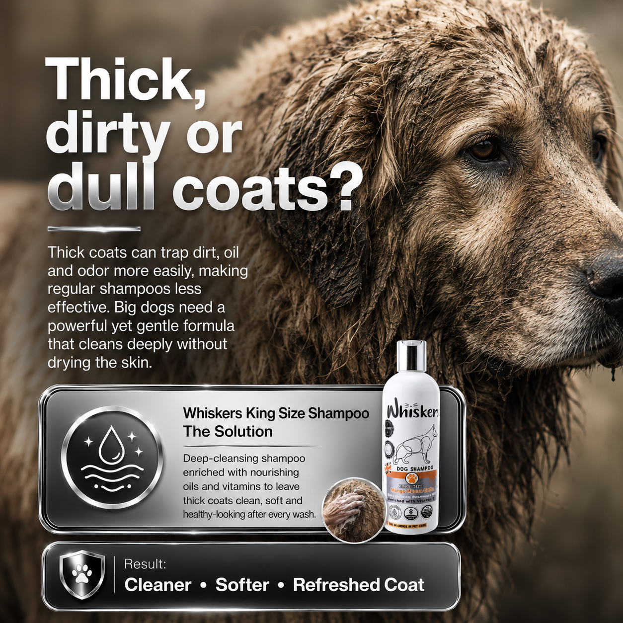 Whiskers King Size Pet Shampoo – Comfort for Dogs & Cats