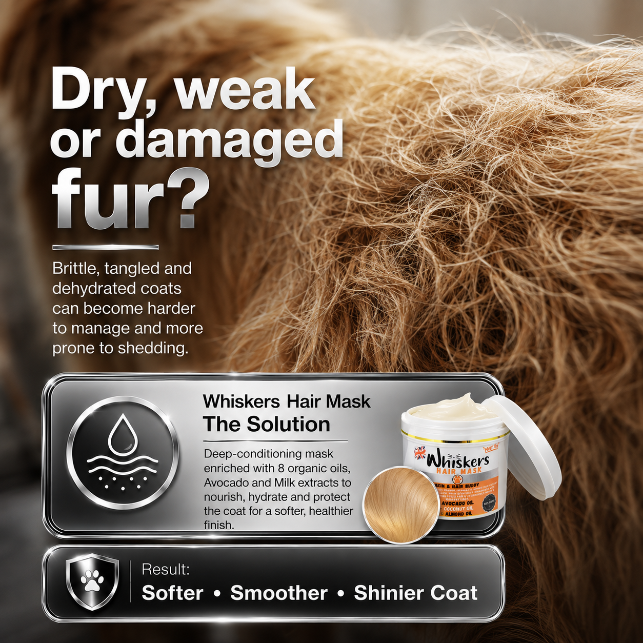 Whiskers Pet Hair Mask – Mango Panna Cota for Dogs & Cats