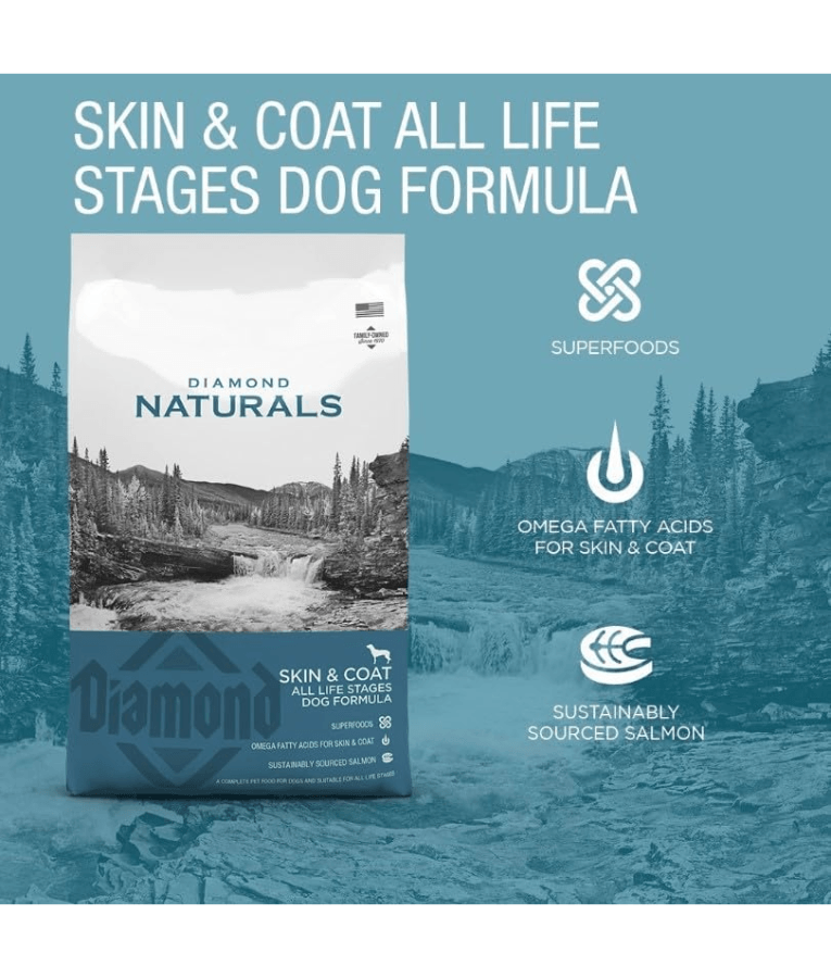 Diamond Naturals - Skin & Coat, For Medium and Large Breeds, All Life Stages Dry Dog Food,  With Salmon - 2Kg, 13.6Kg
