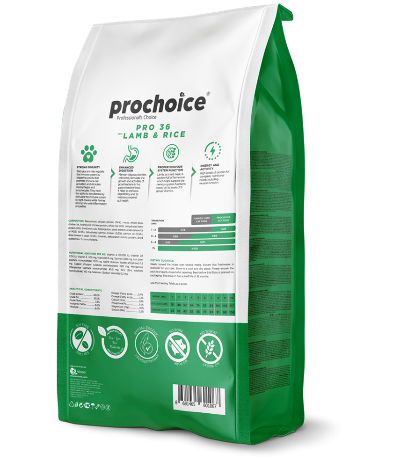 Prochoice - Pro 36 Lamb & Rice For Adult Cats 2kg-15kg