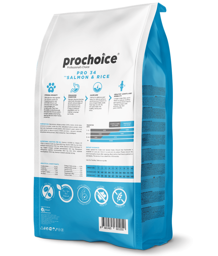 Prochoice - Pro 34 Salmon & Rice For Adult Cats 2kg-15kg