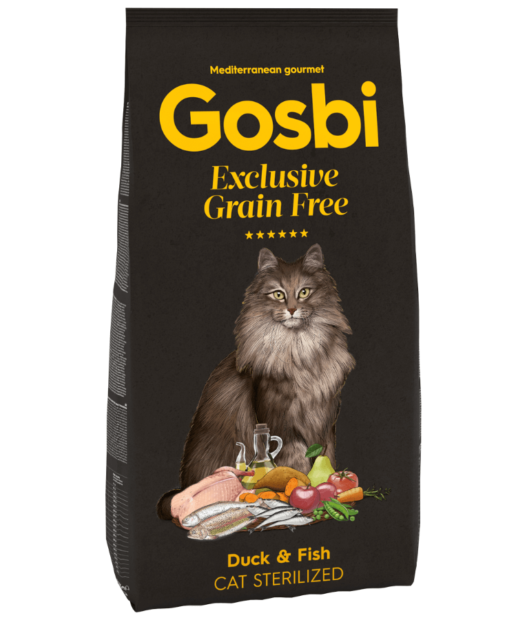 Gosbi - Exclusive, Duck and Fish Sterilized Adult Dry Cat Food, Grain-Free Formula - 400g, 2kg