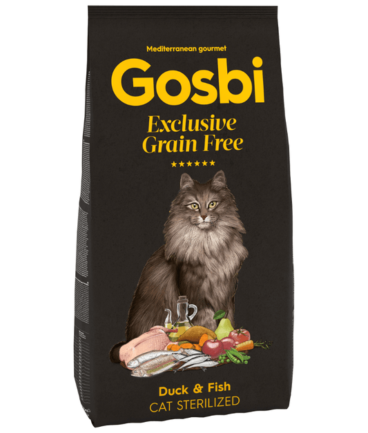 Gosbi - Exclusive, Duck and Fish Sterilized Adult Dry Cat Food, Grain-Free Formula - 400g, 2kg