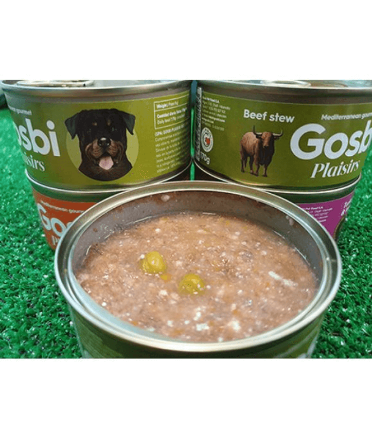 Gosbi - Plaisirs, Grain Free Beef Stew Adult Complementary Wet Dog Food - Hypoallergenic, Monoprotein, Weight Control 170g-370g