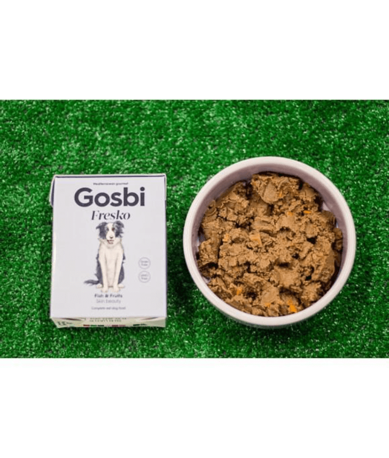 Gosbi - Fresko, Grain-Free Fish and Fruits Adult Complete Wet Dog Food - Hypoallergenic Hair and Skin Support, All Natural 375g