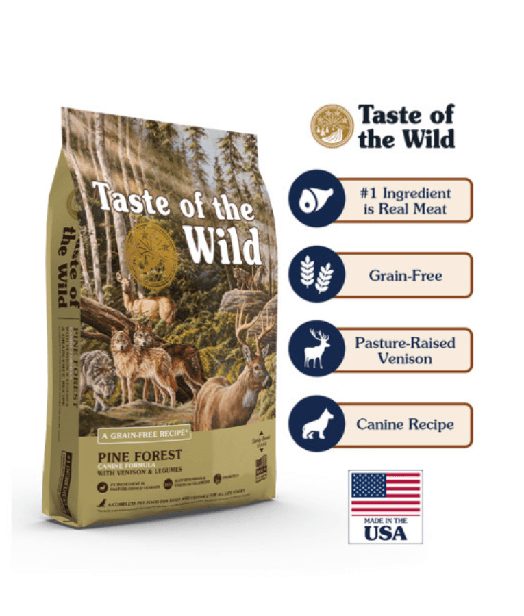 Taste Of The Wild - Pine Forest Formula - Venison & Legumes - Grain Free Dry Dog Food - 12.2kg