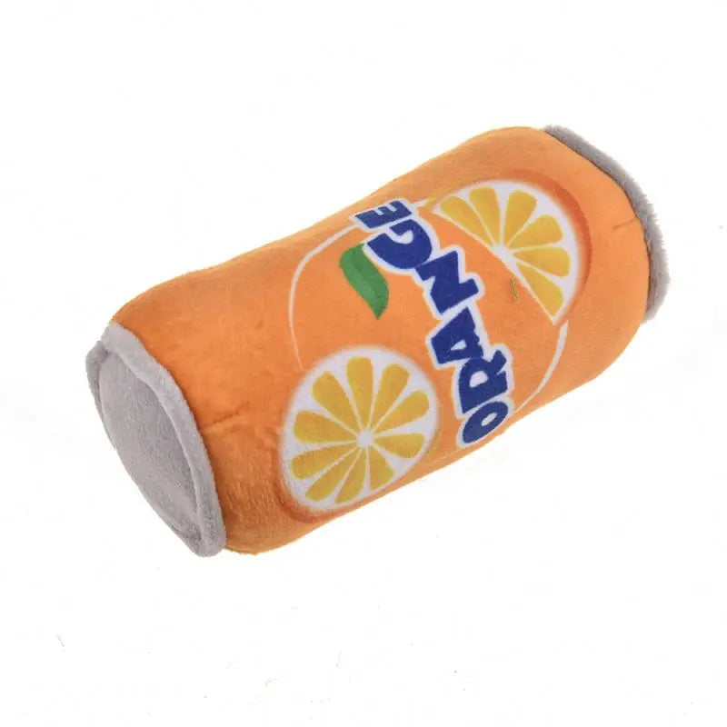 BJQ170 Custom Eco-Friendly Cartoon Stuffed Cola Squeakie Can Pet Chew Toys Multi-colored Paw