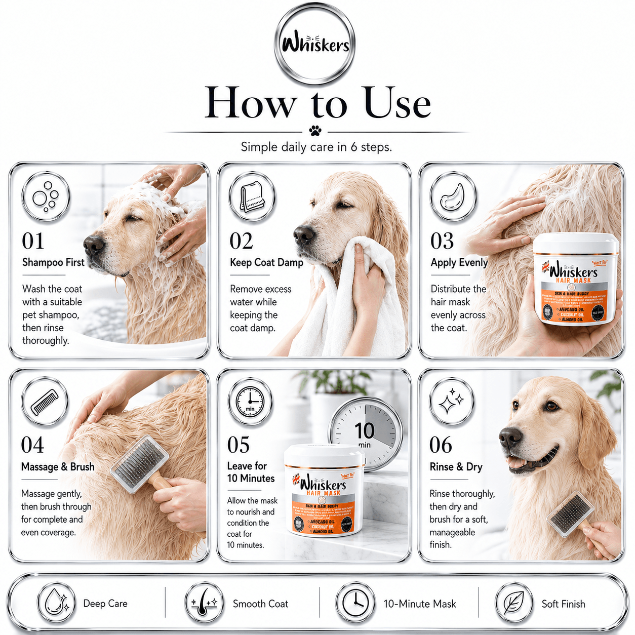 Whiskers Pet Hair Mask – Mango Panna Cota for Dogs & Cats