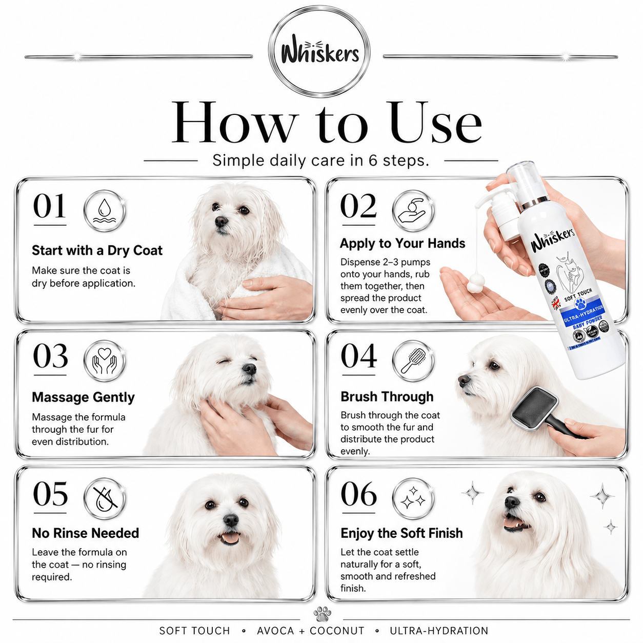 Whiskers Soft Touch Spray –  Baby Powder for Dogs & Cats