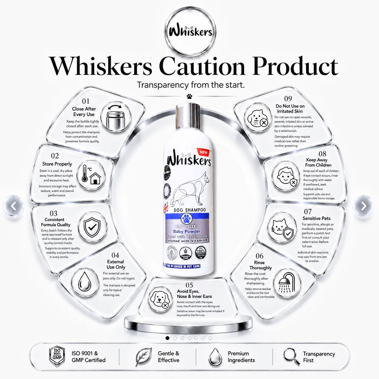 Whiskers King Size Pet Shampoo – Baby Powder  for Dogs & Cats