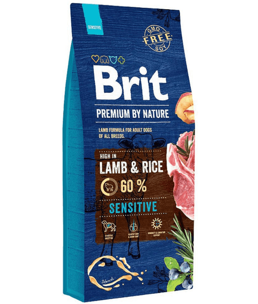 Brit Premium - By Nature Sensitive Lamb & Rice, Wheat-Free, Adult, All Breeds, Dry Dog Food - 8kg - 15kg