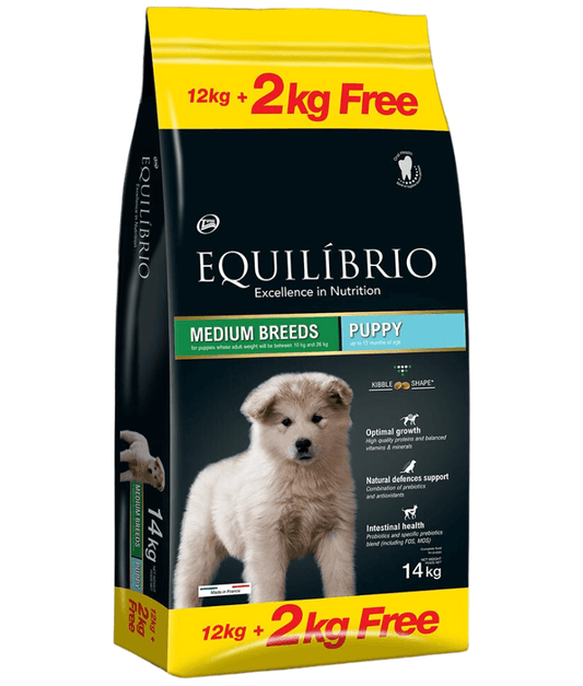 Equilibrio - Medium Breed, Puppy Dry Dog Food, With Chicken - 2kg, 12kg