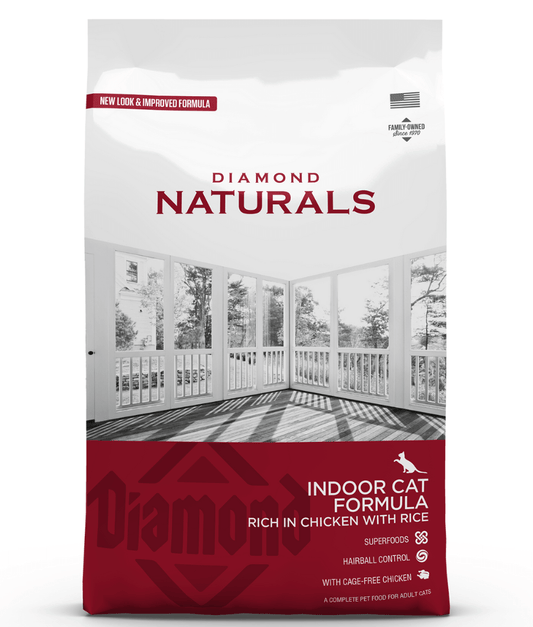 Diamond Naturals - Indoor Chicken & Rice Cat Adult Dry Food - Hairball Control - 3kg