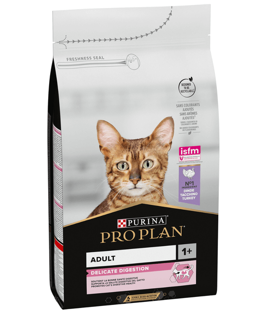 Purina - Pro Plan, Adult Delicate Digestion, Dry Cat Food with Turkey - 1.5kg - 3kg - 10kg