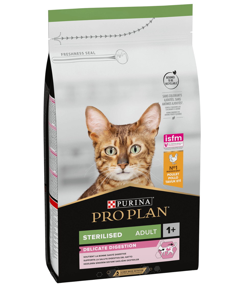 Purina - Pro Plan, Sterilised Adult Delicate Digestion Dry Cat Food with Chicken - 0.4kg - 1.5kg - 3kg - 10kg