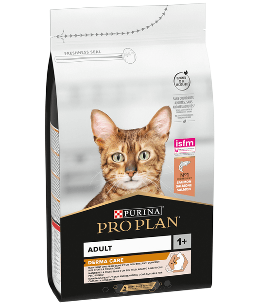 Purina - Pro Plan, Adult Derma Care Cat Food with Salmon - Skin & Coat Health & Hairball Control – 1.5kg
