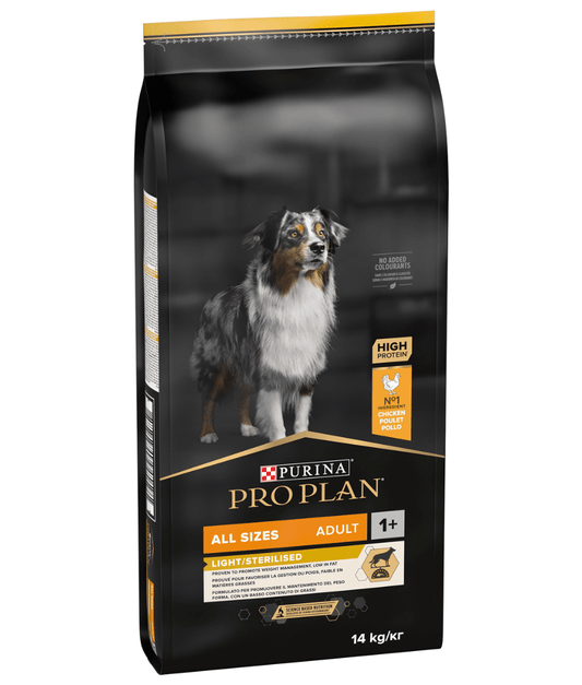 Purina - Pro Plan, Light Sterilized All Sizes Adult, Dry Dog food with Chicken 3kg-14kg