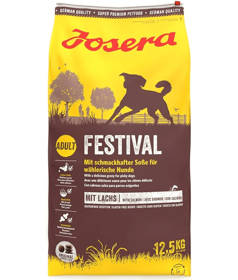 Josera - Festival Dry Dog Food – Gluten-Free Salmon & Chicken, Skin & Coat Support – 12.5 kg