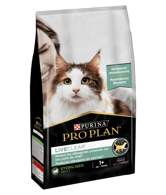 Purina - Pro Plan, LiveClear, Sterilised Adult Cat Food, Rich in Turkey, Allergen-Reducing & Urinary Care - 1.4 kg