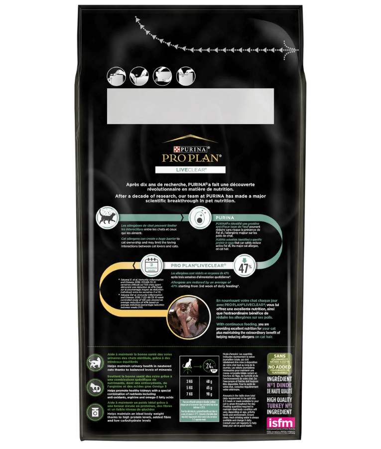 Purina - Pro Plan, LiveClear, Sterilised Adult Cat Food, Rich in Turkey, Allergen-Reducing & Urinary Care - 1.4 kg