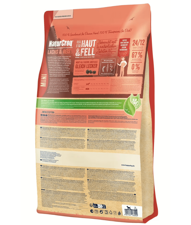Happy Dog – NaturCroq Mini Salmon & Rice Adult Small Breed Dry Dog Food – Skin & Coat Support 4 kg