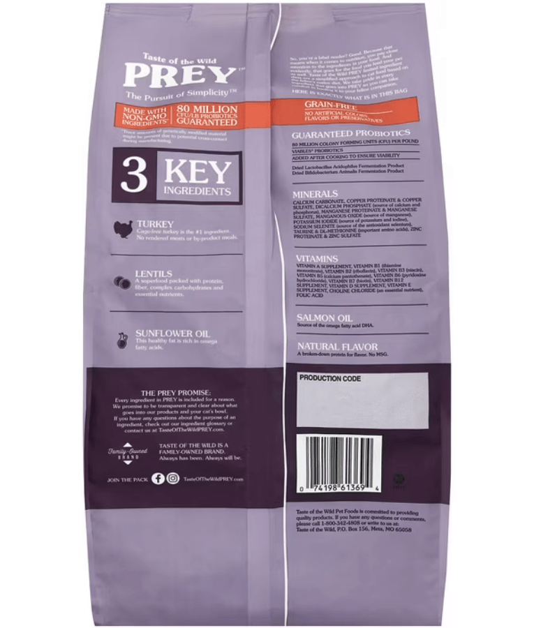 Taste of the Wild - Prey Turkey Formula, Grain-Free, Limited Ingredient, Junior & Adult Cat Dry Food - 2.72kg