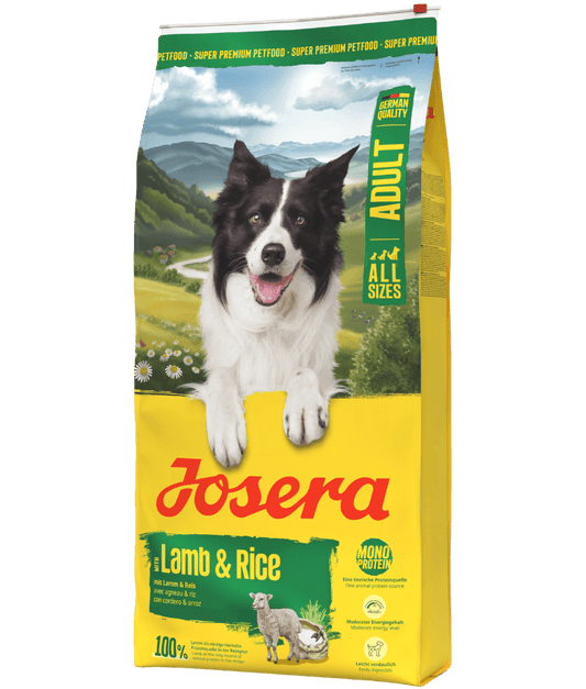 Josera - Lamb & Rice, Gluten-Free Monoprotein with Lamb, Low-Fat Sensitive Stomach Dry Dog Food for Adult All Breed Sizes - 900 g -12.5kg