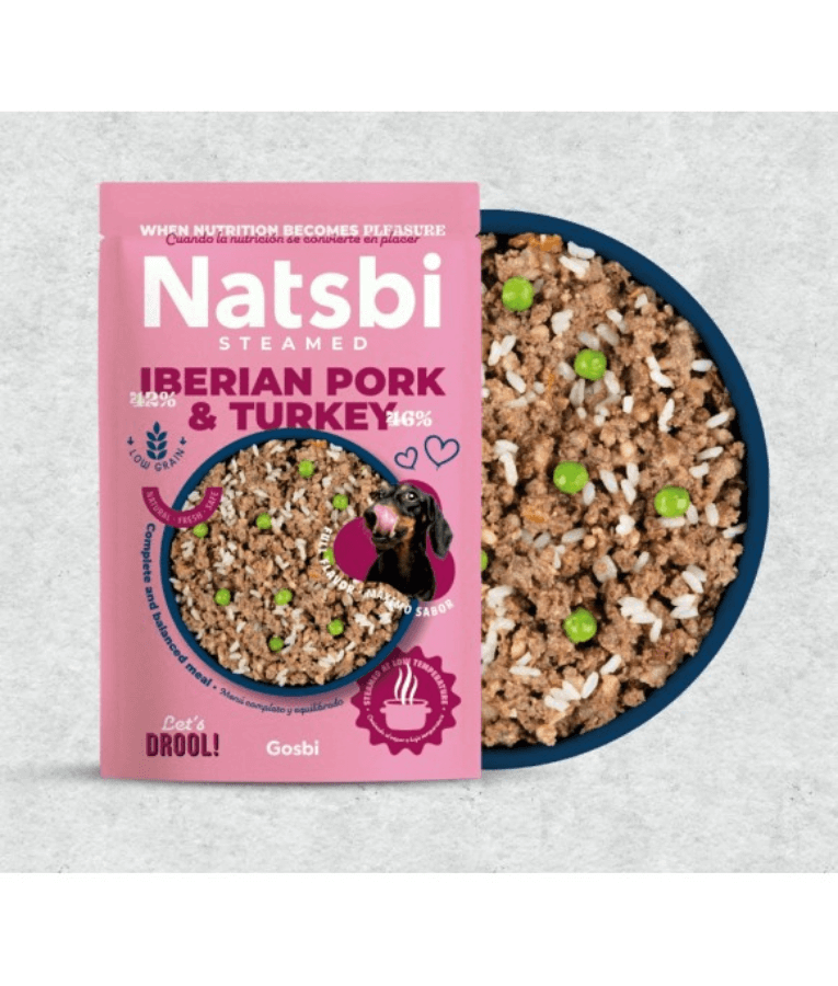 Gosbi - Natsbi Steamed, Turkey and Pork Fresh Dog Food For Adults and Puppies – With Wholegrain Rice, All Natural Meal 200g-500g