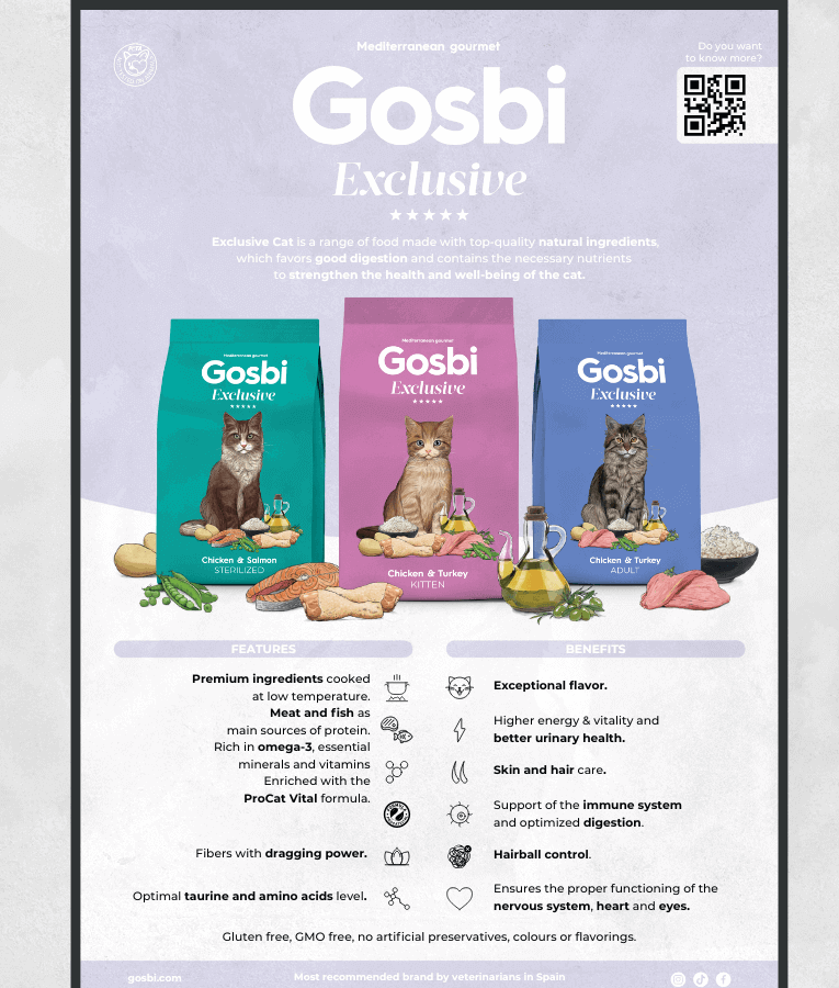 Gosbi - Exclusive, Chicken and Salmon Adult Dry Cat Food – Sterilized, Hair and Skin Support 1.5kg-6kg