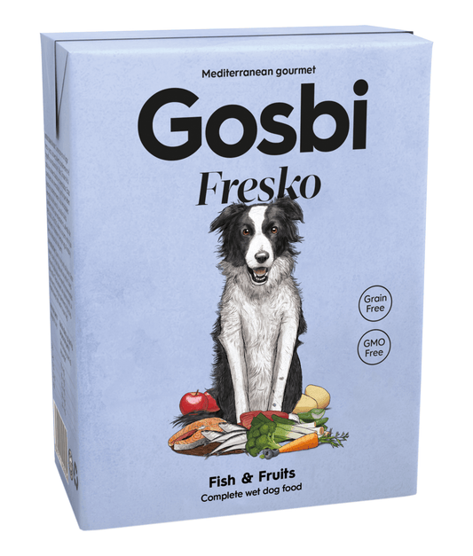 Gosbi - Fresko, Grain-Free Fish and Fruits Adult Complete Wet Dog Food - Hypoallergenic Hair and Skin Support, All Natural 375g